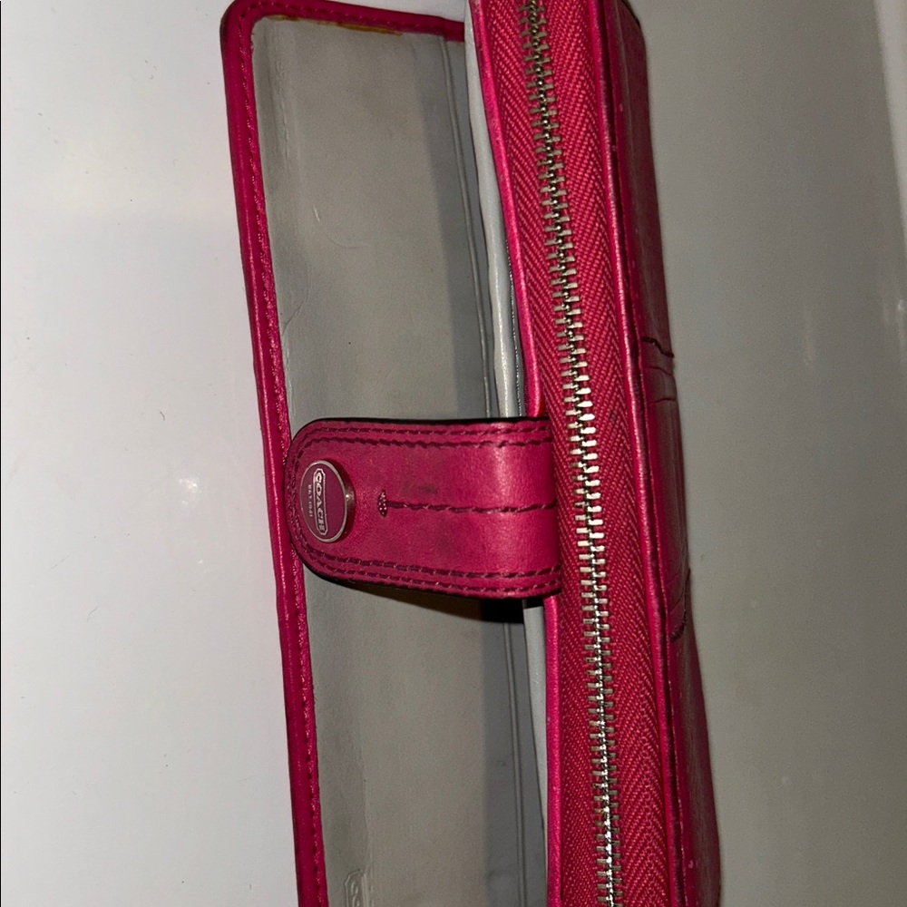 Coach Fuchsia Perforated Women's Wallet - Picture 14 of 16